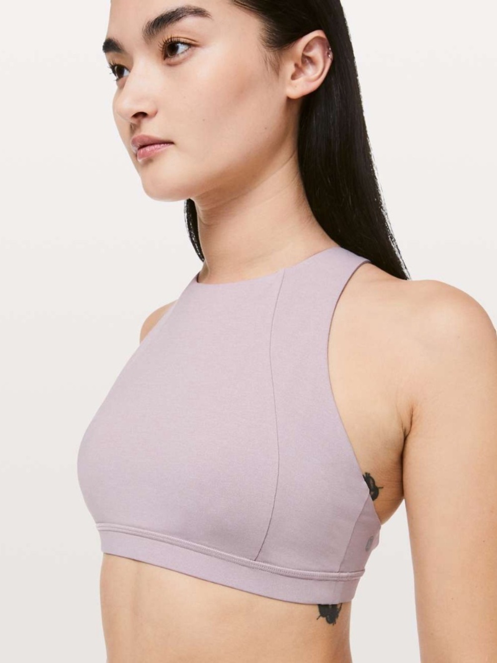 Lululemon Free To Be Serene High Neck Bra in Heather Powdered Mauve